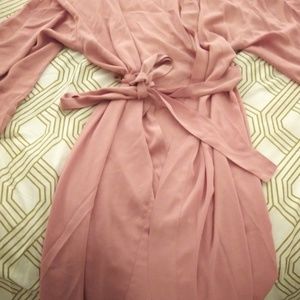 Blush color tie belt duster